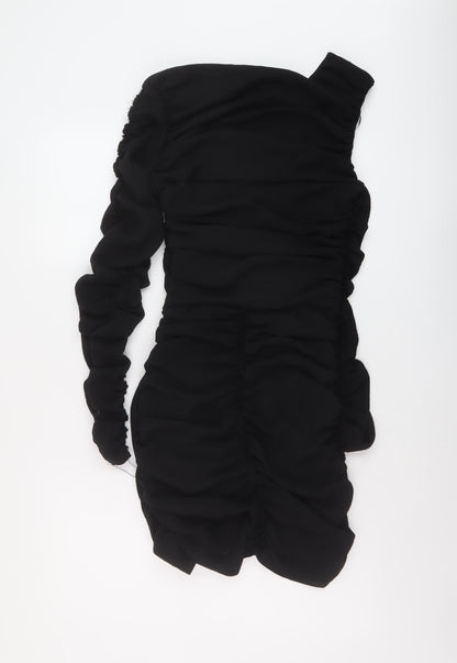 Zara Womens Black Polyester Mini Size M Square Neck Zip