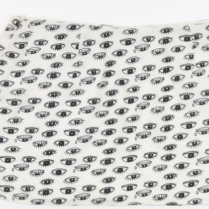 Neon Rose Womens White Geometric Polyester Mini Skirt Size 10 Zip