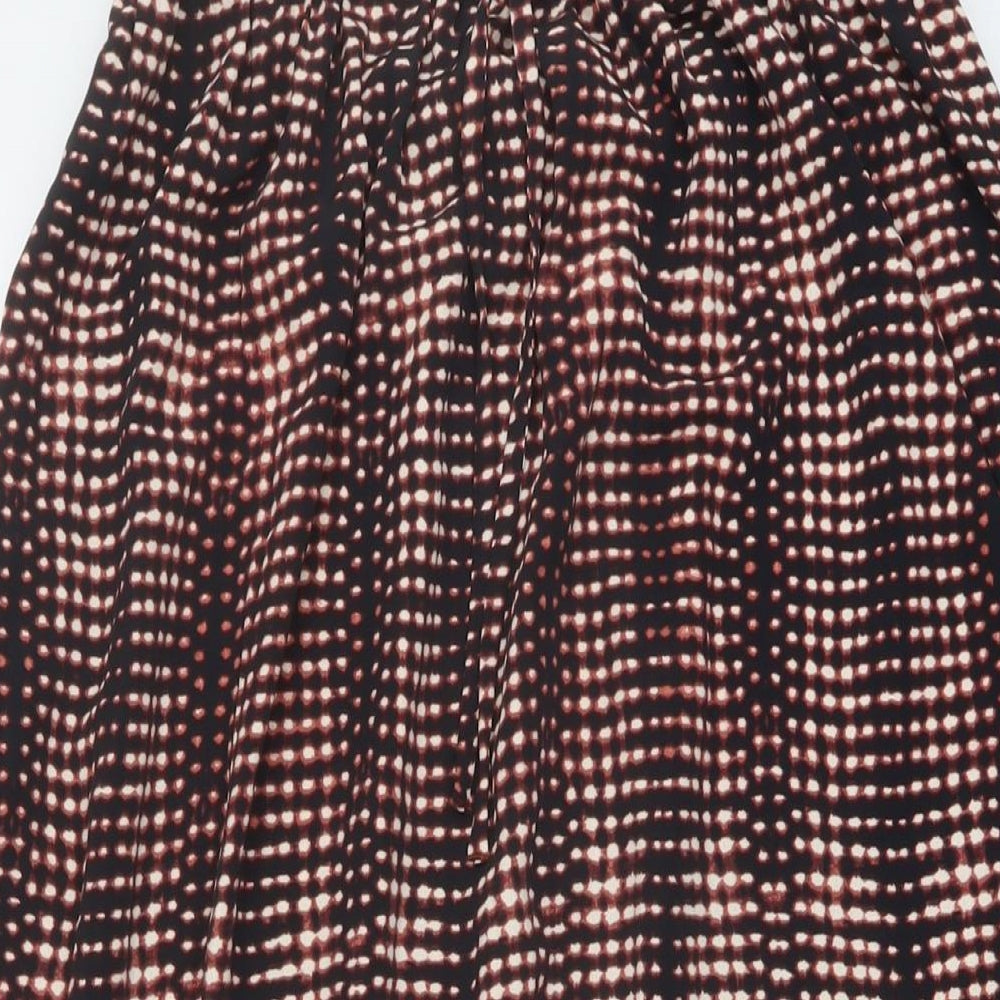 Per Una Womens Black Geometric Polyester A-Line Skirt Size 8 Drawstring