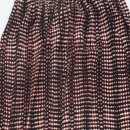 Per Una Womens Black Geometric Polyester A-Line Skirt Size 8 Drawstring