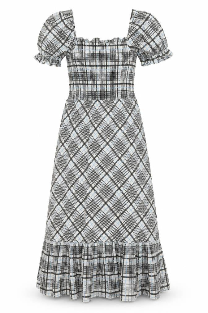 Topshop Womens Multicoloured Plaid Cotton A-Line Size 6 Square Neck Pullover