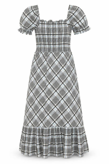 Topshop Womens Multicoloured Plaid Cotton A-Line Size 6 Square Neck Pullover