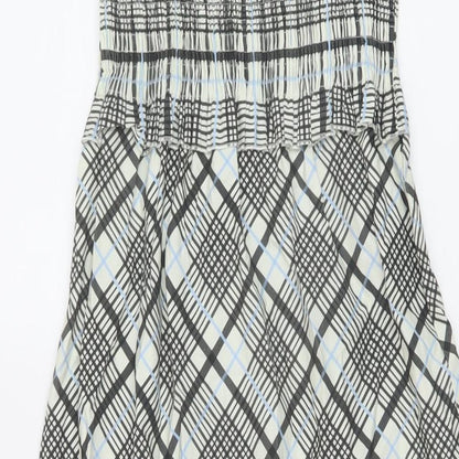 Topshop Womens Multicoloured Plaid Cotton A-Line Size 6 Square Neck Pullover