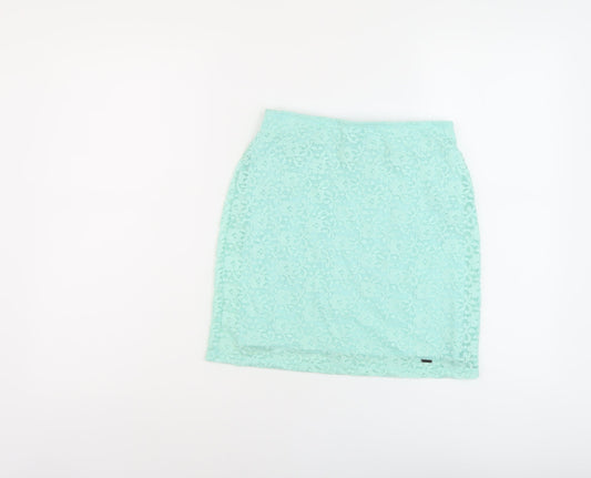 Hollister Womens Green Nylon Mini Skirt Size S Lace Up