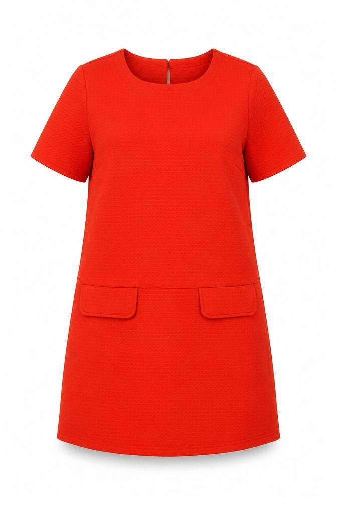Dorothy Perkins Womens Red Polyester A-Line Size 12 Round Neck Button