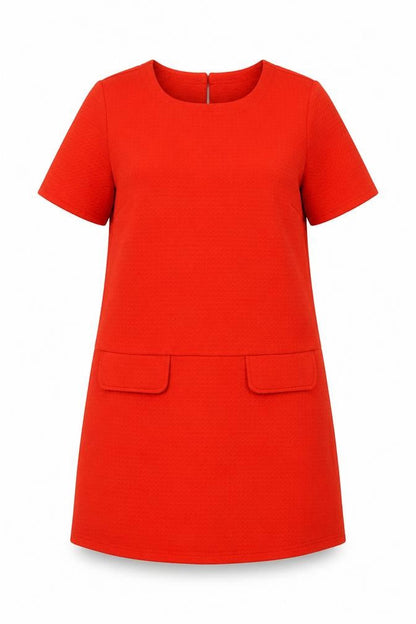 Dorothy Perkins Womens Red Polyester A-Line Size 12 Round Neck Button