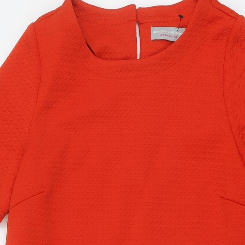 Dorothy Perkins Womens Red Polyester A-Line Size 12 Round Neck Button