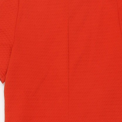 Dorothy Perkins Womens Red Polyester A-Line Size 12 Round Neck Button