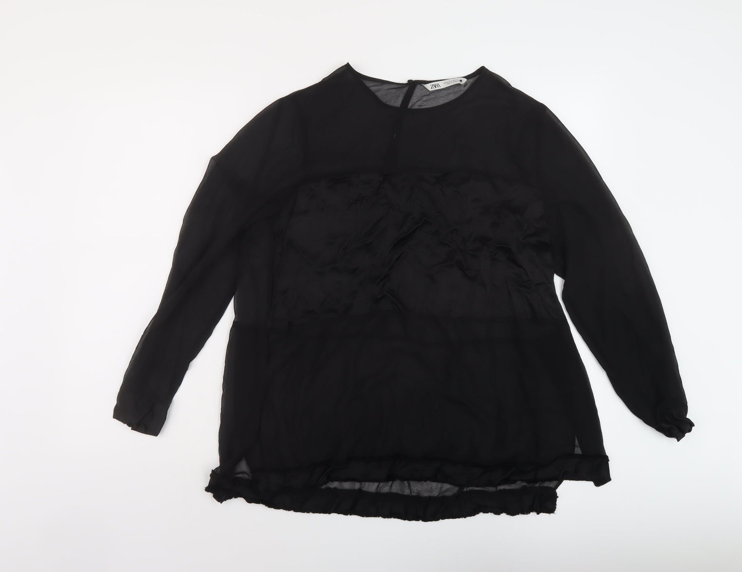 Womens UK Size M Zara Black Basic Blouse