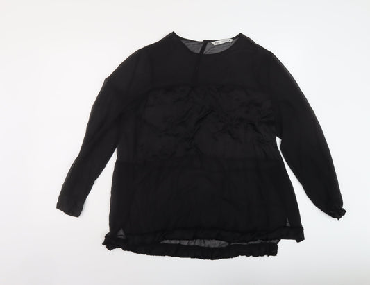 Womens UK Size M Zara Black Basic Blouse