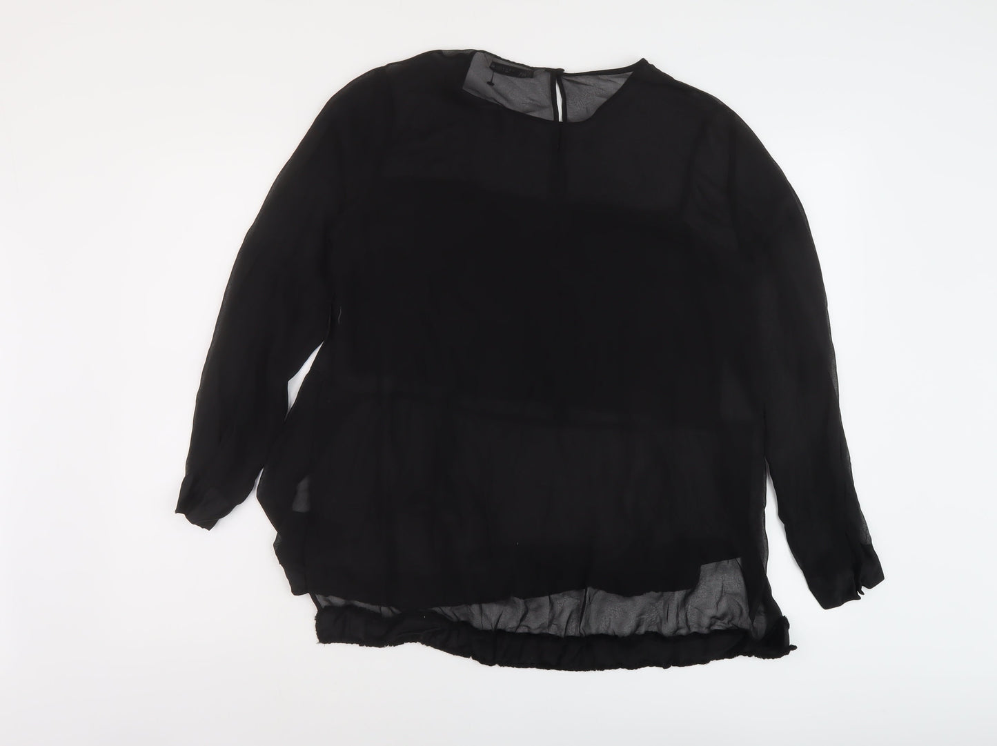 Womens UK Size M Zara Black Basic Blouse