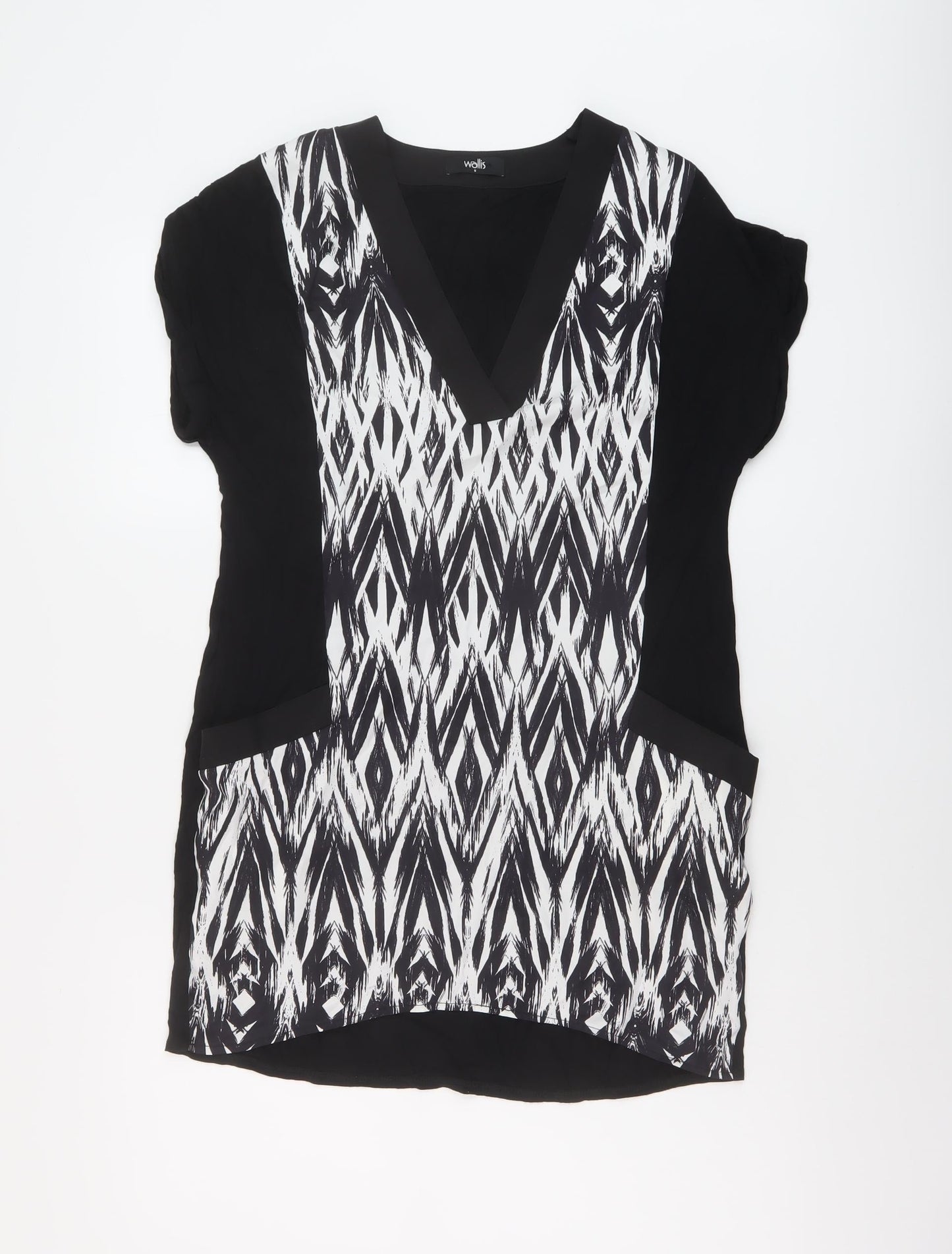Womens UK Size S Wallis Black Tunic Blouse