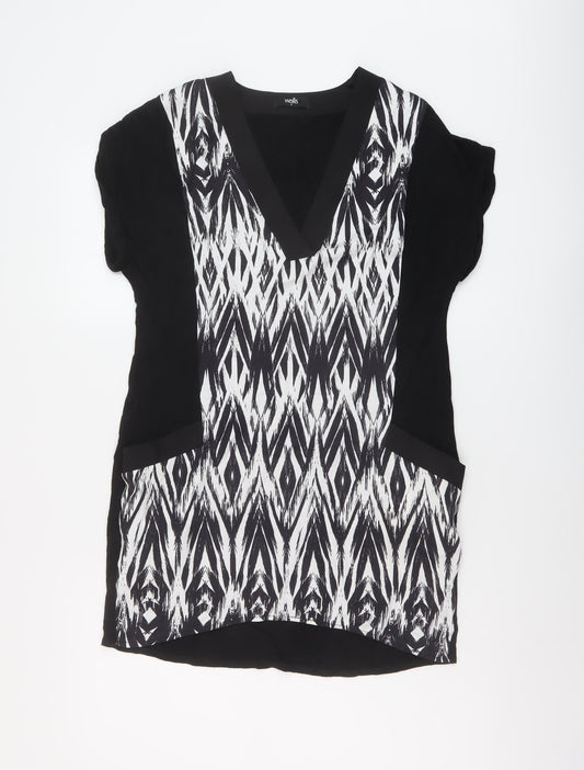 Womens UK Size S Wallis Black Tunic Blouse