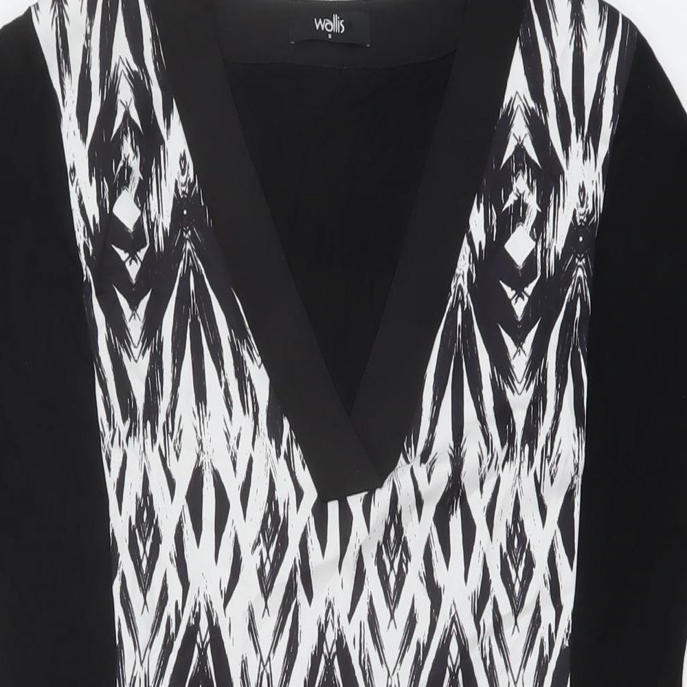 Womens UK Size S Wallis Black Tunic Blouse
