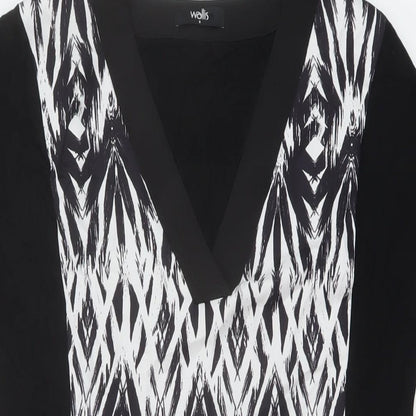 Womens UK Size S Wallis Black Tunic Blouse