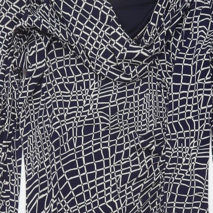 Linea Womens Blue Geometric Polyester Pencil Dress Size 12 Collared Pullover