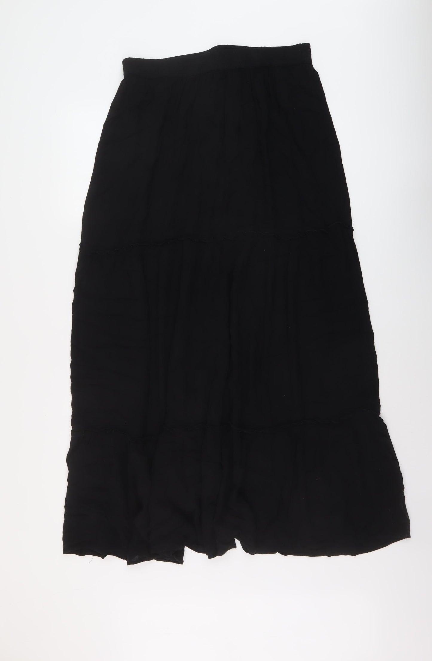 Marks and Spencer Womens Black Viscose A-Line Skirt Size 14 Drawstring