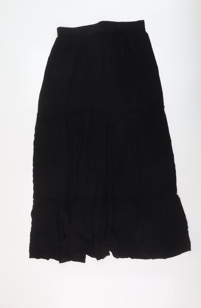 Marks and Spencer Womens Black Viscose A-Line Skirt Size 14 Drawstring