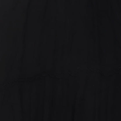 Marks and Spencer Womens Black Viscose A-Line Skirt Size 14 Drawstring