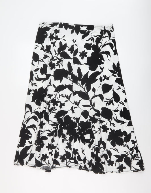 M&Co Womens Black Geometric Viscose A-Line Skirt Size 16