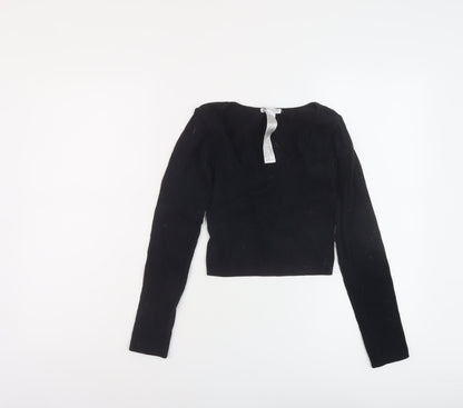 Womens UK Size S Zara Black Cropped T-Shirt