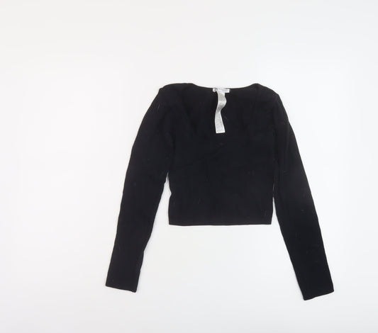 Womens UK Size S Zara Black Cropped T-Shirt