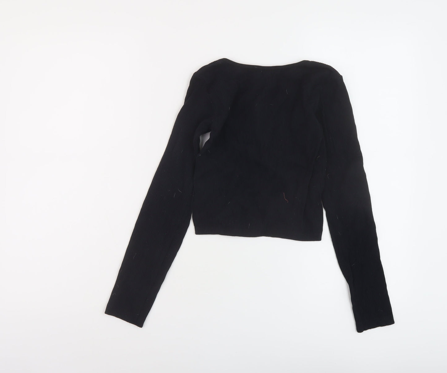 Womens UK Size S Zara Black Cropped T-Shirt