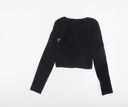 Womens UK Size S Zara Black Cropped T-Shirt