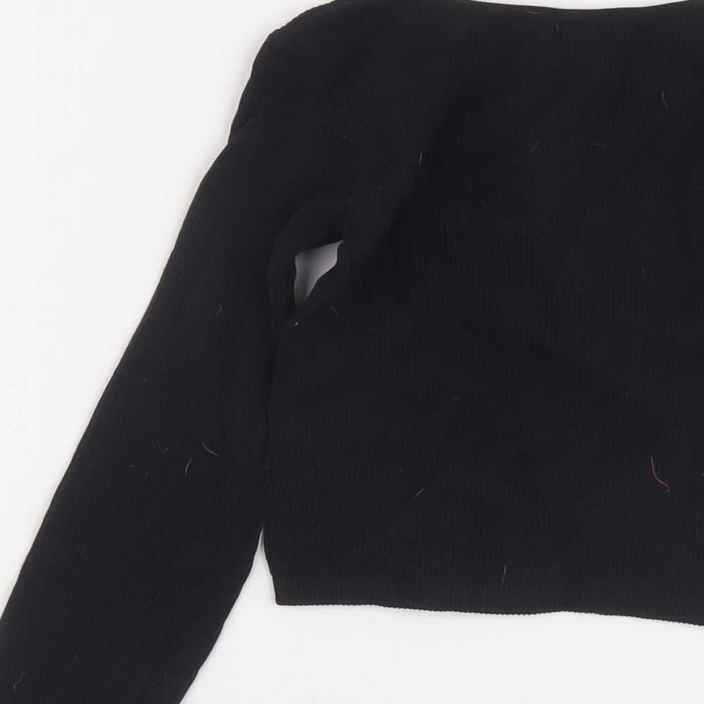 Womens UK Size S Zara Black Cropped T-Shirt