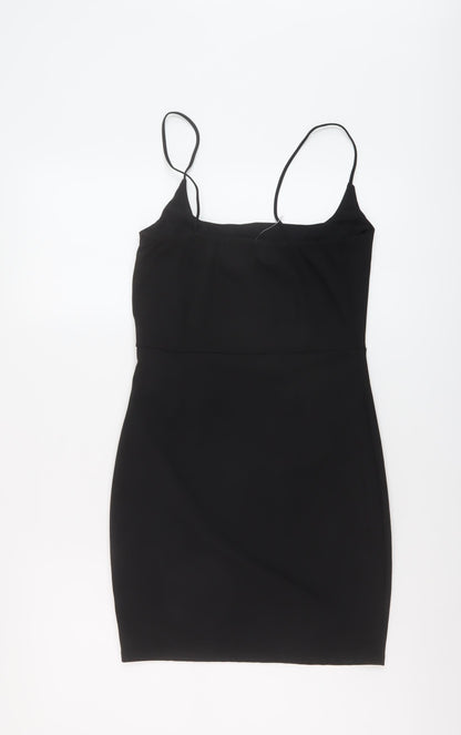 Nasty Gal Womens Black Polyester Mini Size 10 Square Neck Pullover