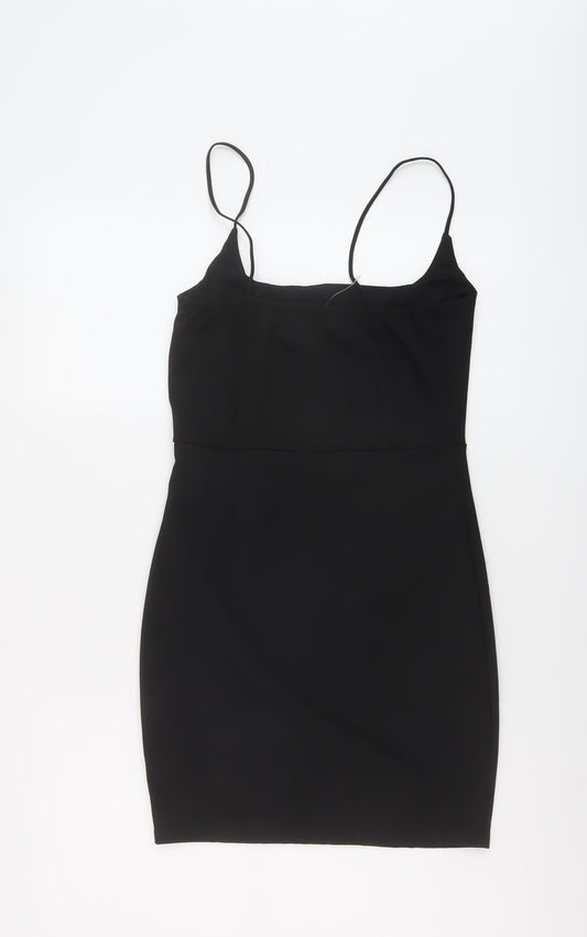 Nasty Gal Womens Black Polyester Mini Size 10 Square Neck Pullover