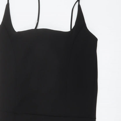 Nasty Gal Womens Black Polyester Mini Size 10 Square Neck Pullover