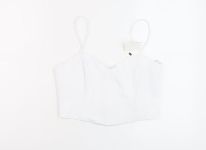 Womens UK Size M Zara White Cropped Tank