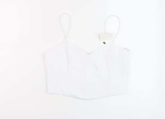 Womens UK Size M Zara White Cropped Tank