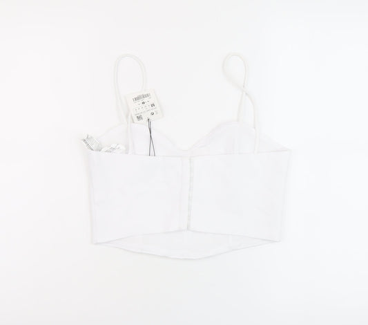 Womens UK Size M Zara White Cropped Tank