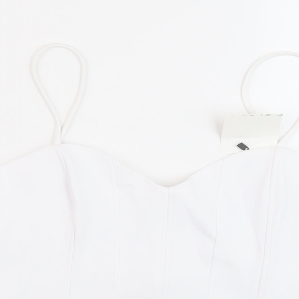 Womens UK Size M Zara White Cropped Tank