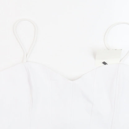 Womens UK Size M Zara White Cropped Tank