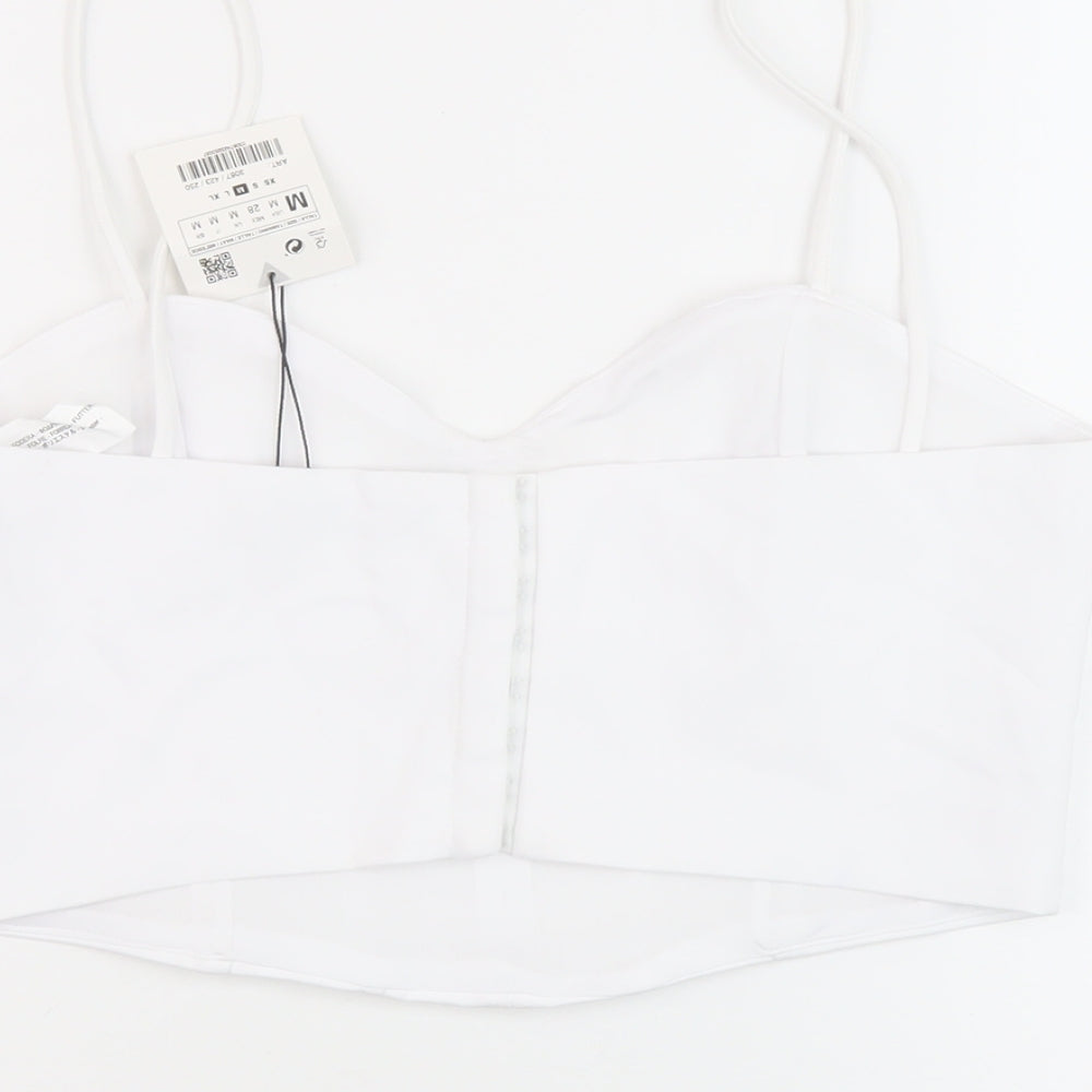 Womens UK Size M Zara White Cropped Tank