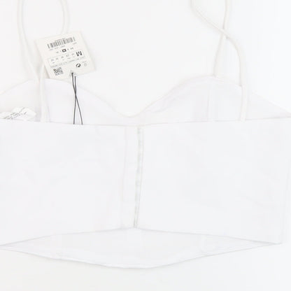 Womens UK Size M Zara White Cropped Tank