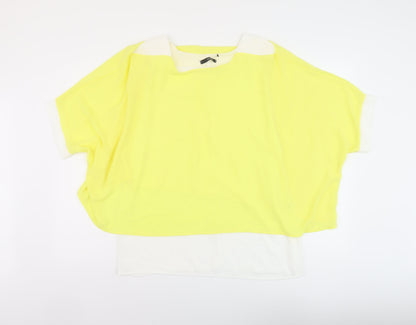 Quiz Womens Yellow Polyester Basic Blouse Size S Round Neck