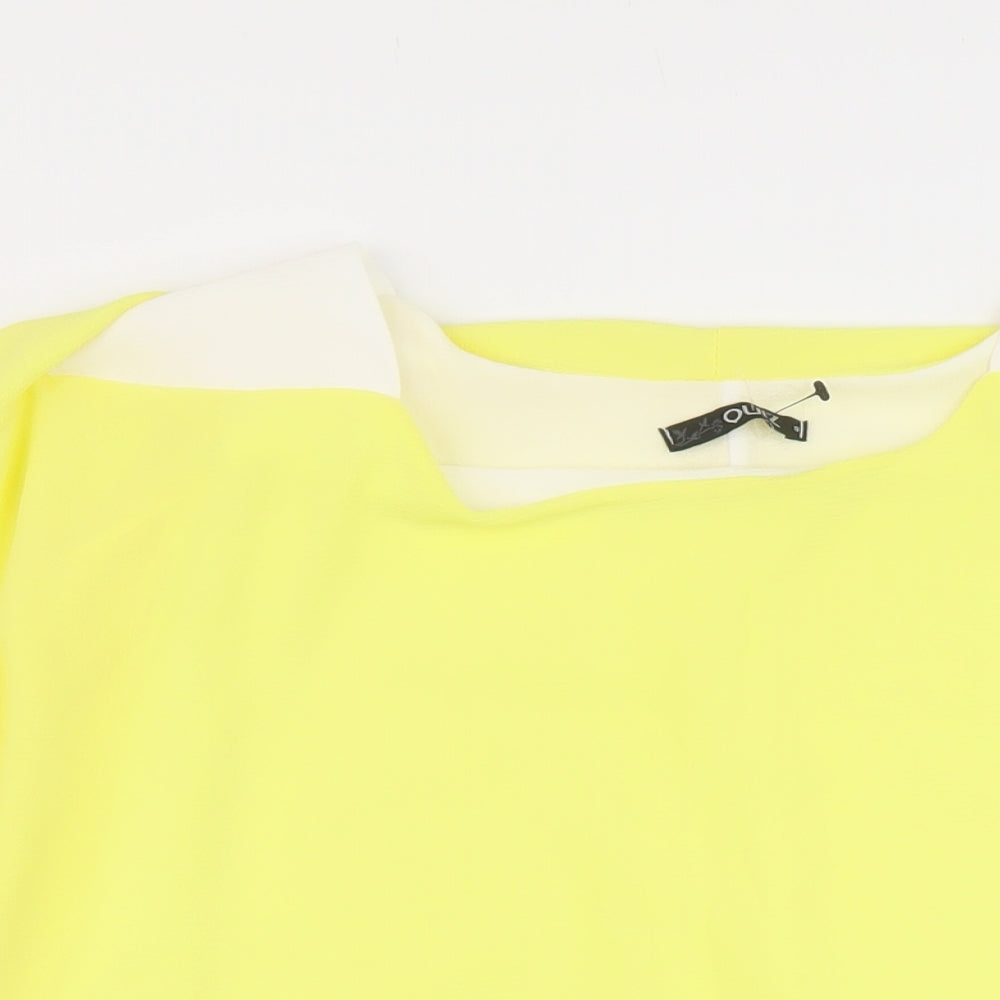 Quiz Womens Yellow Polyester Basic Blouse Size S Round Neck