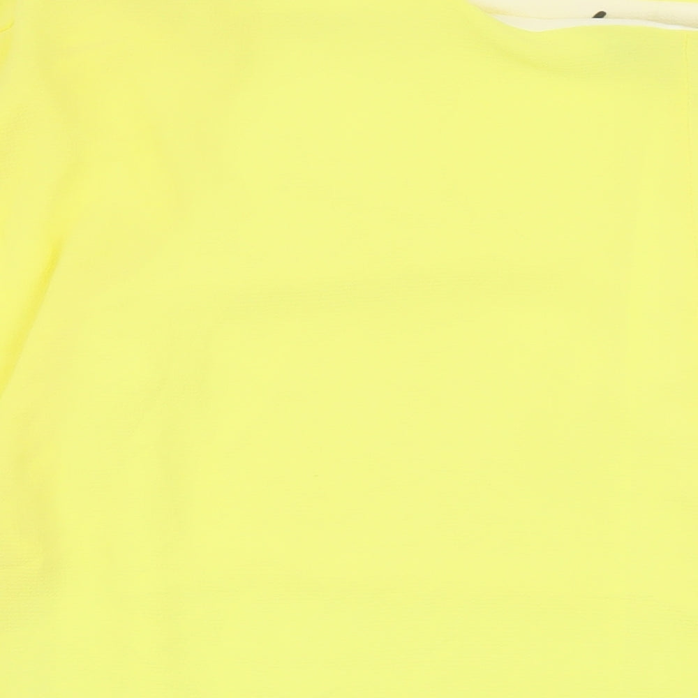 Quiz Womens Yellow Polyester Basic Blouse Size S Round Neck