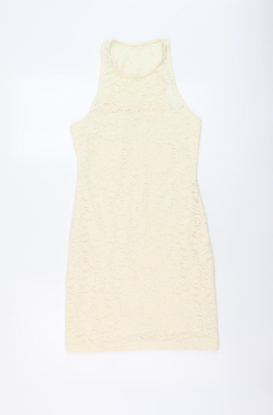 Hollister Womens Ivory Cotton Bodycon Size M Round Neck Pullover