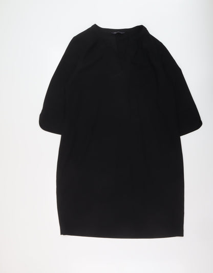 Marks and Spencer Womens Black Polyester A-Line Size 14 V-Neck Pullover