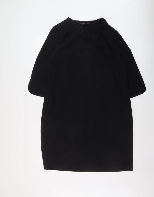 Marks and Spencer Womens Black Polyester A-Line Size 14 V-Neck Pullover