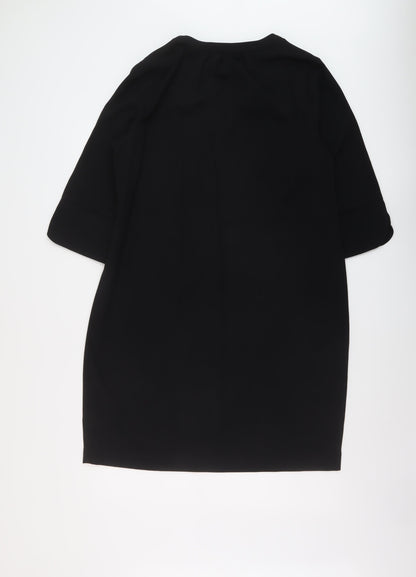 Marks and Spencer Womens Black Polyester A-Line Size 14 V-Neck Pullover