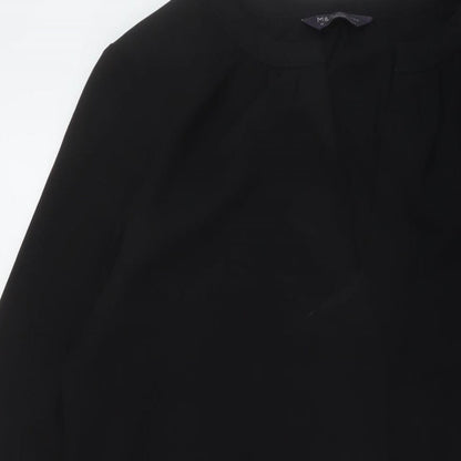Marks and Spencer Womens Black Polyester A-Line Size 14 V-Neck Pullover
