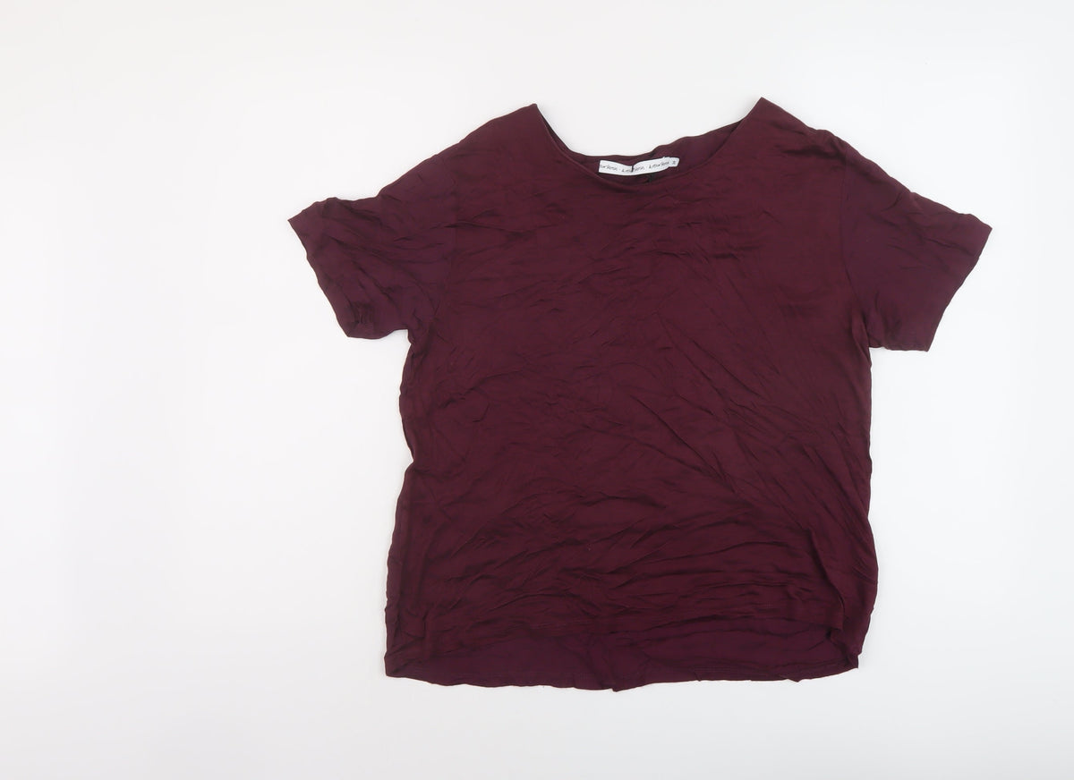 & Other Stories Womens Red Viscose Basic T-Shirt Size 8 Crew Neck