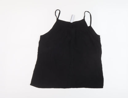 Page One Womens Black Viscose Basic Tank Size 10 Round Neck