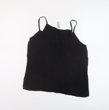 Page One Womens Black Viscose Basic Tank Size 10 Round Neck